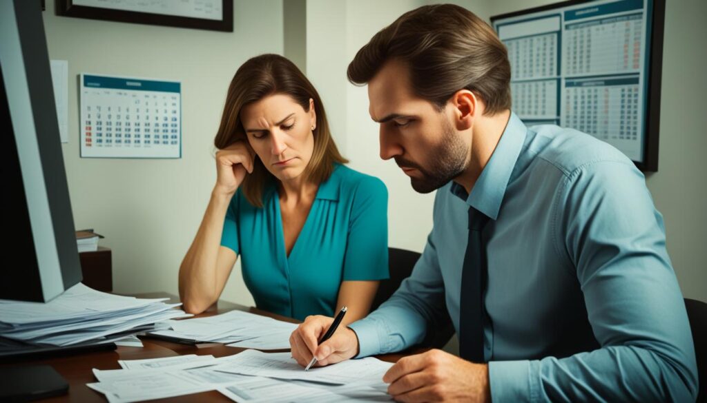 Couple discussing financial obligations and debt management