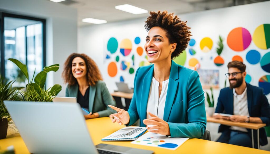 Diverse workforce collaborating in an office setting