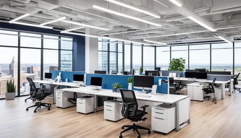 Ergonomic furniture in a modern office space